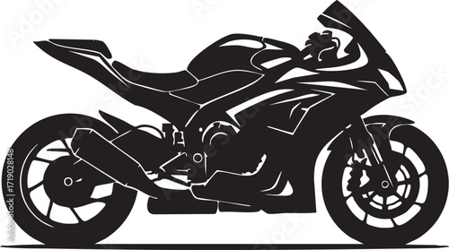 Isolated black vector silhouette of a motorcycle or motorbike on a white background for speed sport transportation and ride