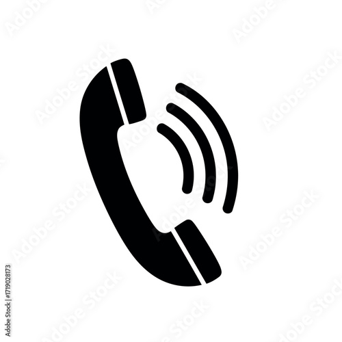 Vector illustration of black silhouette of a telephone receiver with sound waves emanating from it