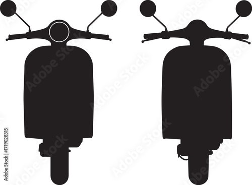Two vintage scooter silhouettes facing forward