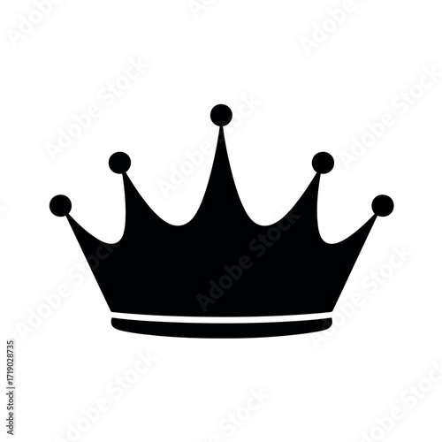 Vector illustration of black silhouette of a royal crown with five points