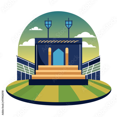 Stadium podium design with backside sine wave element