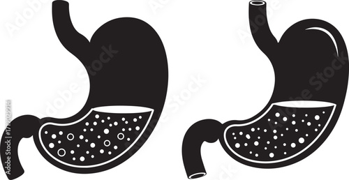 black stomach anatomy, filled with bubbles clip art preview