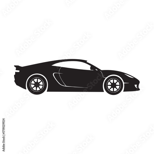 Side-profile silhouette of modern sports car
