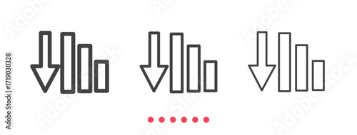 Decrease icon. Thin line icon vector