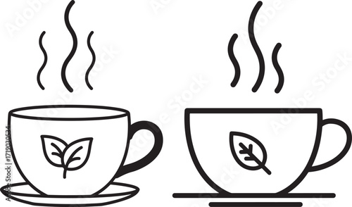Two steaming cups of tea silhouette