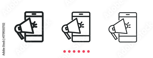 Mobile marketing icon. Thin line icon vector