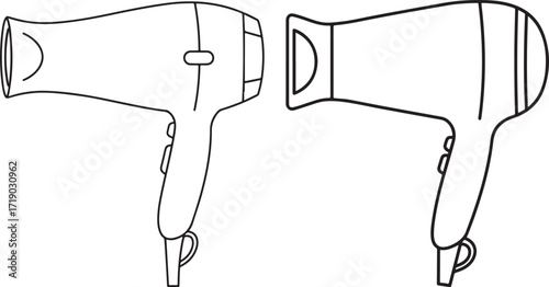 Two handheld hair dryer silhouettes