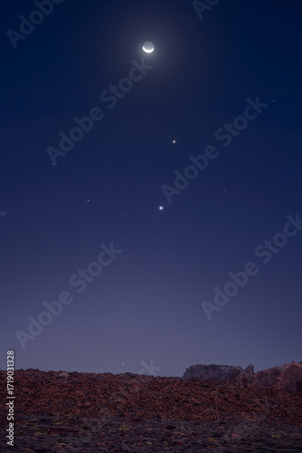 Stunning Planetary Alignment Shining in the Night Sky Over Tenerife, Spain