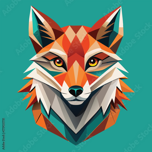 stylized fox created with triangular and rectangular