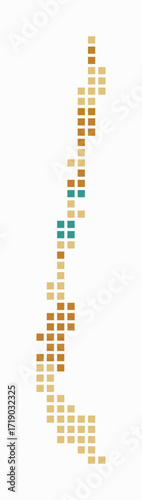 Chile dotted map. Digital style map of the country on white background. Chile shape with square dots. Colored dots style. Large size squares. Artistic vector illustration.