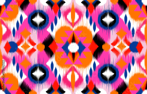 Design ikat pattern abstract geometric ikat ethnic, folk pattern Aztec style, Gyp sy, Mexican, Indian, Scandinavian, design ikat for background, wallpaper, carpet, wrapping, fabric, textile fashion. 