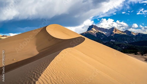 Fototapeta Naklejka Na Ścianę i Meble -  Sand dune landscape with mountain backdrop