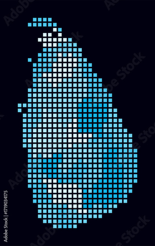 Sri Lanka dotted map. Digital style map of the country on dark background. Sri Lanka shape with square dots. Colored dots style. Large size squares. Plain vector illustration.