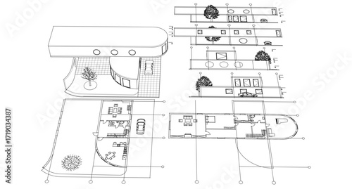 modern house sketch project 3d illustration