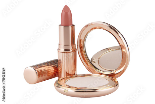 Rose gold lipstick and compact