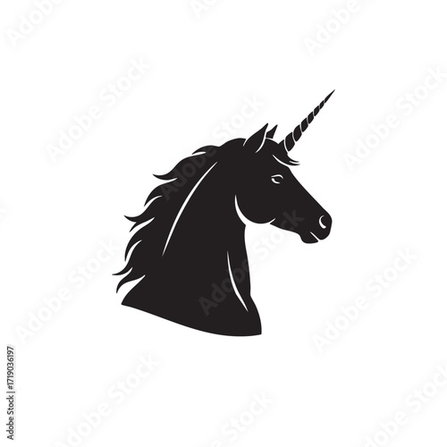 Black silhouette vector illustration of a running horse head, perfect for a modern equestrian tattoo design or wild mustang icon