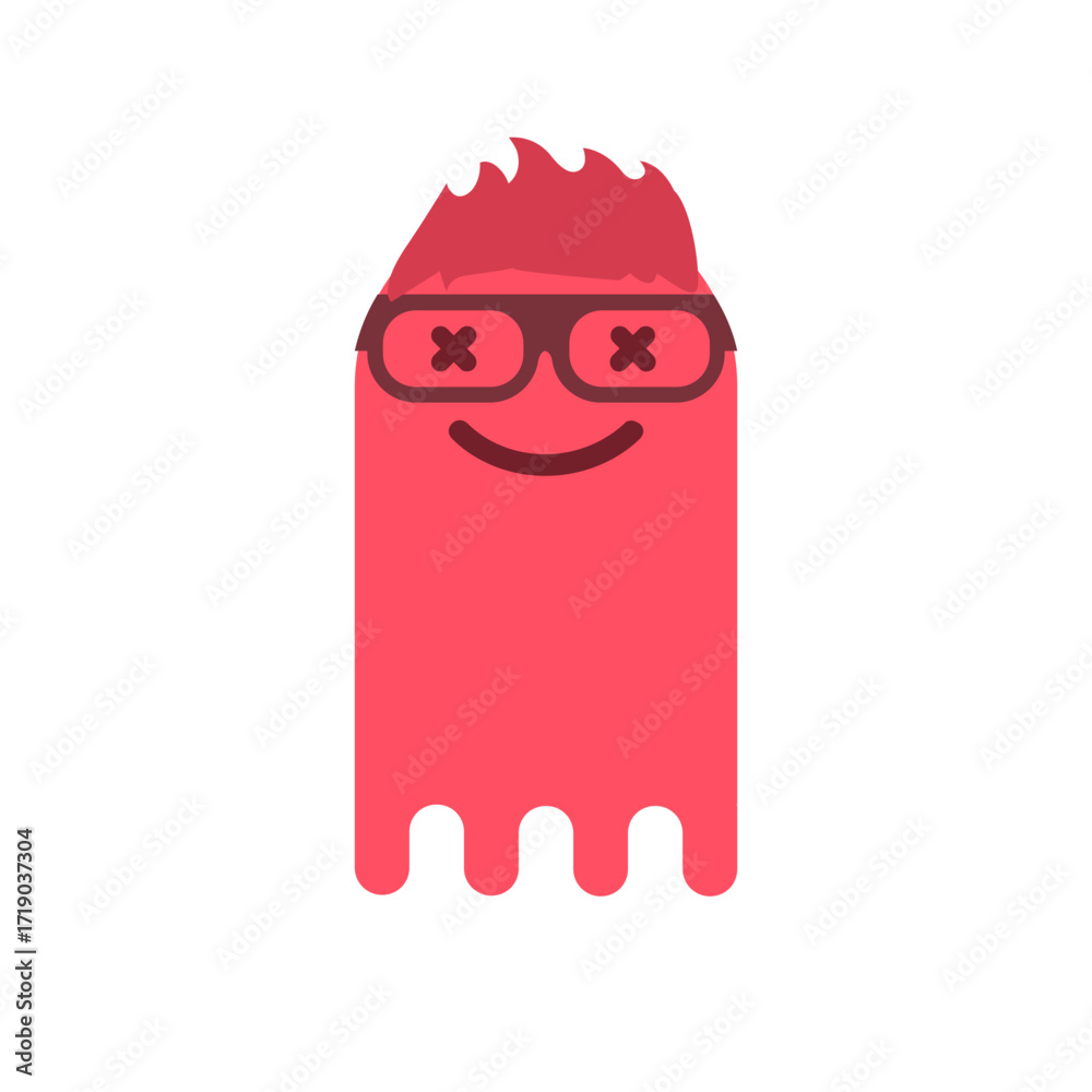 Fototapeta premium Funny Red Emoji with Glasses Smiling Vector