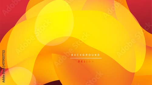 Abstract fluid shapes blend, creating warm color gradients. Yellows, oranges, reds dominate dark background. Modern design element.