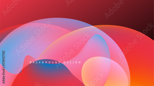 Abstract colorful shapes overlap, creating vibrant gradients. Background is black, design feels modern, dynamic.
