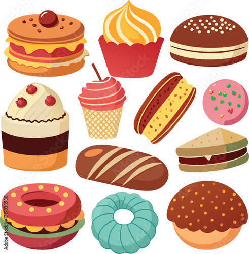 Collection of global desserts featuring french macarons