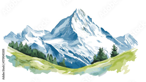 Jungfraujoch. Jungfraujoch watercolor vector illustration