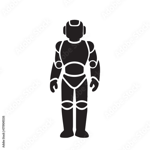 Silhouette of futuristic bipedal robot standing upright