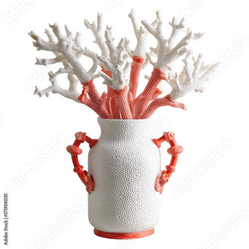 White ceramic vase with coral branches