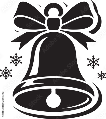 Photography Christmas jingle bell with bow silhouette vector