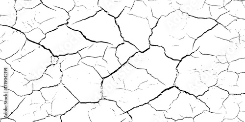 High resolution cracked dry earth texture, natural pattern background with white surface and dark fractures, abstract cracked ground design ideal for wall texture, grunge backdrop, or digital use.