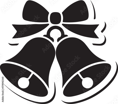 Christmas jingle bell with bow silhouette vector