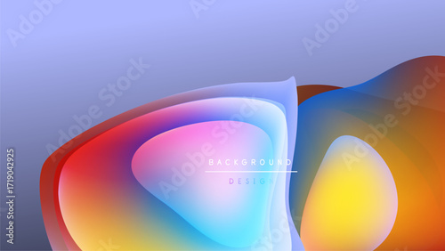 Abstract fluid shapes blend, creating vibrant color gradients. Background features smooth transitions, modern design elements.