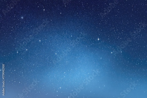 Starry night sky, deep blue gradient