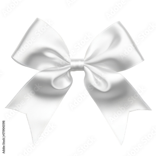 A beautifully crafted white satin bow with elegant loops and tails. perfect for gift wrapping or decorative purposes. set against a clean. minimalistic background