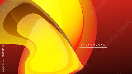 Abstract design features vibrant yellow, orange hues. Smooth curves create dynamic visual impact against dark backdrop. Modern, elegant.