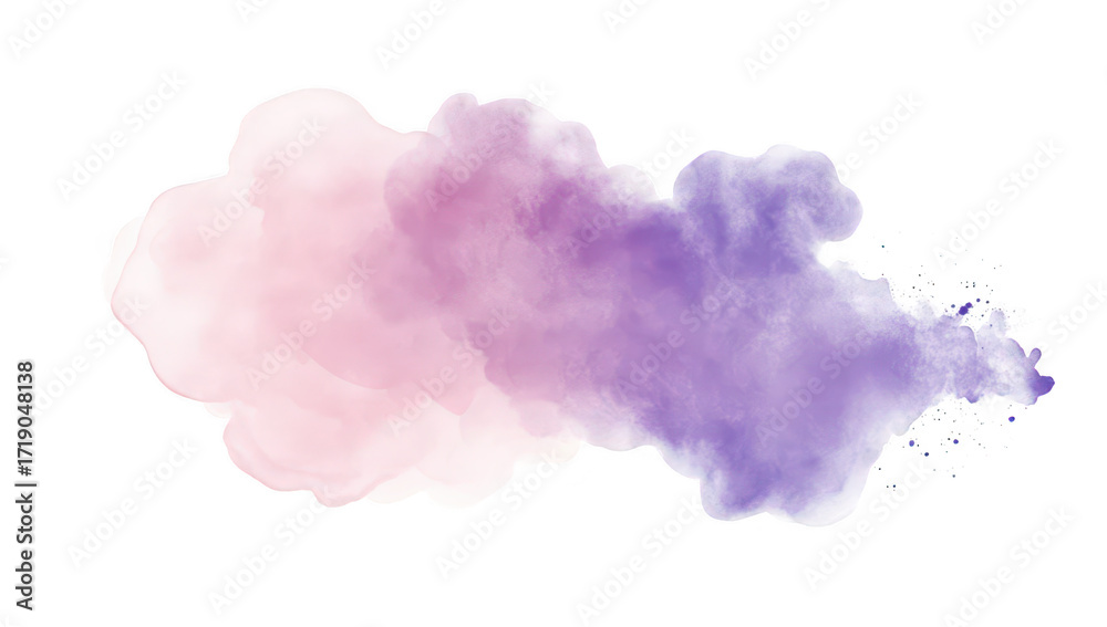 Fototapeta premium A swirl of pink and purple watercolor smoke gracefully disperses against a clean white background. evoking creativity and fluidity. ideal for artistic projects or design elements