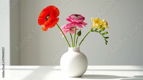 Wallpaper Mural Minimalist White Flower Vase Still Life Stock Footage Torontodigital.ca