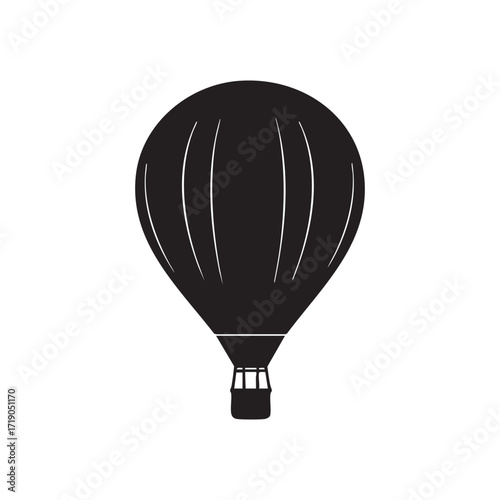 Minimalist Hot Air Balloon Silhouette Vector Icon on Off-White Background