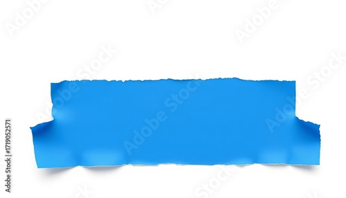 Ripped blue paper header, isolated on white background,  art,  banner