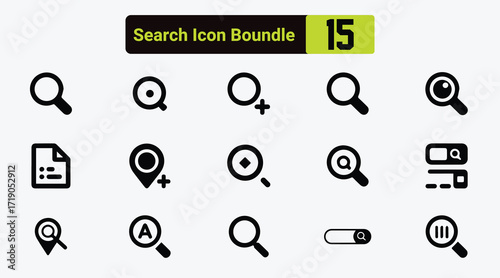 A collection of line-style web icons for searching. collection of magnifying glass linear icons. Including search engine optimization, digital marketing, data analysis, management, research, discovery