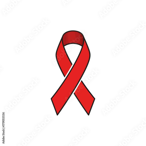 Red ribbon symbol representing awareness and support for HIV/AIDS and related causes.