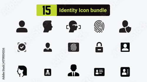 identity set of line-style web icons. Collection of linear icons for authentication. containing fingerprints, DNA, ID cards, passports, biometrics, and identity.