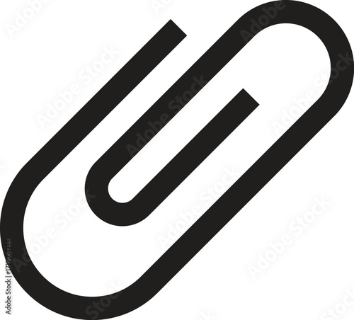 Simple iconic black paperclip office supply item for document organization and attachments
