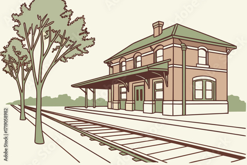 Ann Arbor Amtrak Station in Michigan, modest brick terminal with green awning beside tracks