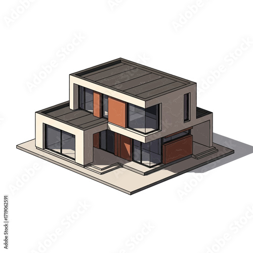 Modern architectural marvel showcasing clean lines and inviting design, perfect for real estate marketing and stylish living concepts in urban environments