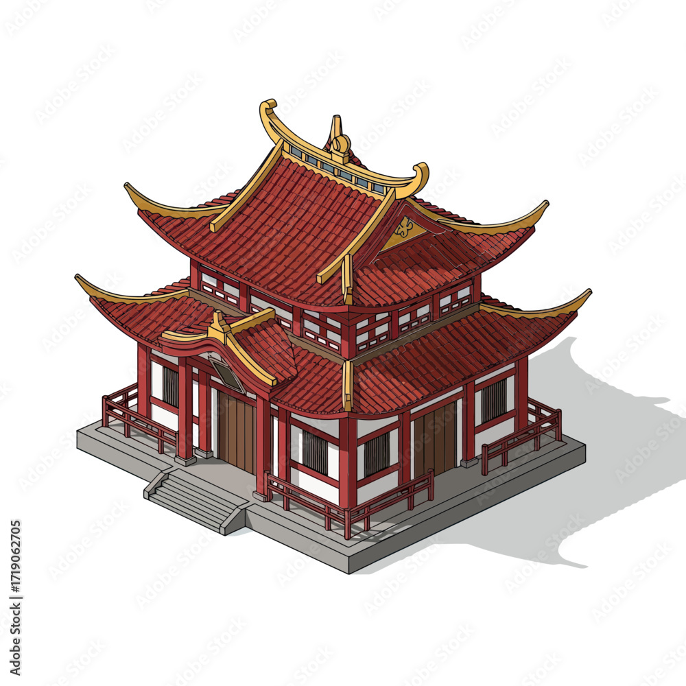 Fototapeta premium Majestic Chinese temple architecture with intricate details evokes peace and tradition, ideal for travel, history, and cultural projects