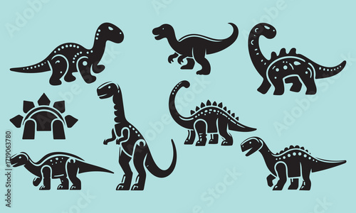 Vector Dinosaur Silhouettes Collection creative design for educational or decorative purposes on colorful background