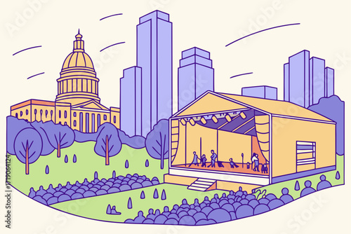 Austin Farmers Market in Texas, colorful stalls with live music and vibrant community atmosphere