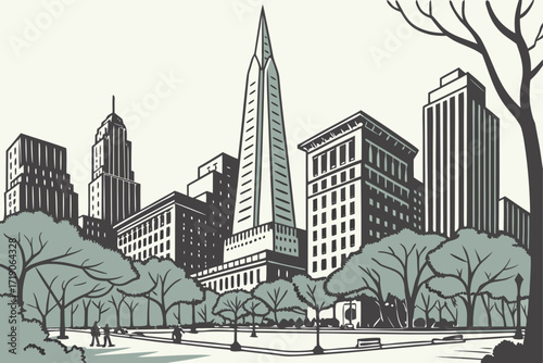 Bank of America Tower in New York City, crystalline spire rising above Bryant Park