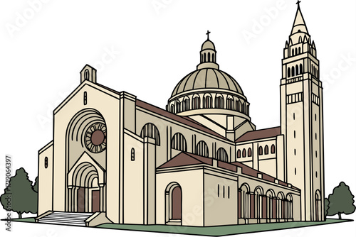 Basilica of the National Shrine of the Immaculate Conception in Washington, D.C., massive domed church with mosaic interior