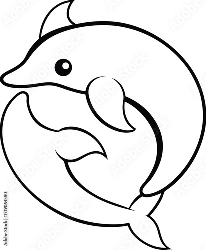 vector illustration of cartoon fish line art on transparent background